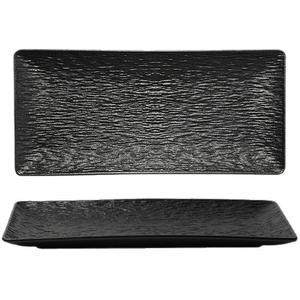 Juego de Vajilla de Porcelana Cerámica, Colección de Platos Rectangulares, Acabado Mate Liso en Negro y Blanco, Textura Similar a la Tela, Borde Ancho - Product Image 4