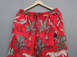 Ensemble de pyjamas indien en coton fait à la main imprimé jungle robe de nuit à manches courtes imprimé bloc à la main vêtements de nuit respirants pour les grandes tailles - Product Image 4