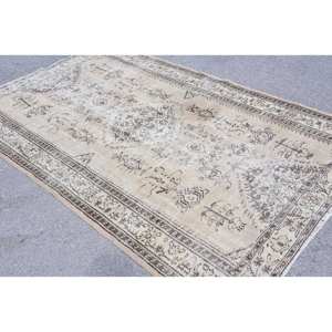 Alfombra turca Vintage Beige-Marrón 5,6X8,9 pies Tejido plano de lana con patrón de retazos para decoraciones de sala de estar Uso de pasillo - Product Image 3