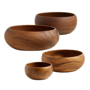 Bol de service à salade en bois rond de concepteur personnalisé différentes tailles fabricant et exportateur-Technique polie - Product Image 1