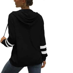 OEM/ODM Custom Style New Fashion Long Sleeve Striped Design Winter Casual Cheap Price <b>Women's</b> Clothing Zipper Cotton <b>Hoodies</b> - Product Image 5