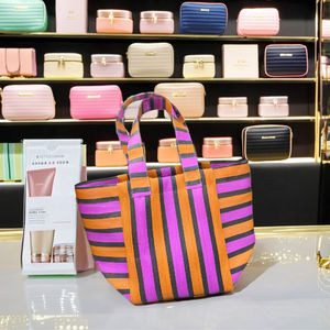 Bolsas de compras de rayas ecológicas de PP tejidas recicladas de nailon Plástico de polipropileno reciclado sostenible Hecho EN LA India-Opciones a granel - Product Image 1