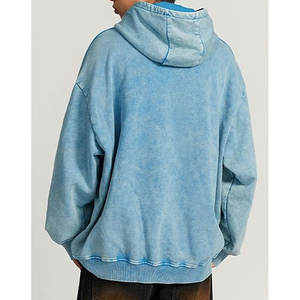 Meilleure vente de sweats à capuche lavés à l'acide bas quantité minimale de commande LOGO personnalisé patch délavé en détresse de haute qualité vintage sans poche pull à capuche - Product Image 4