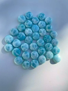 Pierres précieuses en larimar naturel, cabochon, pierres précieuses en larimar en vrac, qualité supérieure, formes rondes, tailles, perçage gratuit, anneaux, larimar poli - Product Image 4