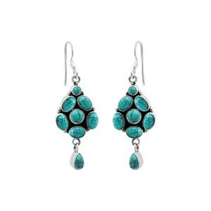 Boucles d'oreilles pendantes en argent Sterling turquoise naturel faites à la main à la mode Boho bijoux cadeau pour les femmes saint valentin fête de mariage - Product Image 1