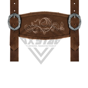 Pantalones Cortos de Cuero de Gamuza Marrón Auténticos Estilo Bávaro para Hombre, Atuendo Tradicional para el Oktoberfest con Tirantes Ajustables - Product Image 5