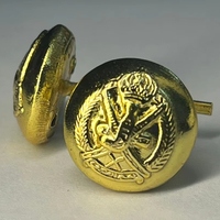 Kancing Logo Timbul Ramah Lingkungan 2 Lubang Berlapis Emas 24 Karat Muscat P-CAP Shank