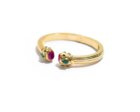 Bracelet ajustable en or plaqué or avec pierres ovales facettées en calcédoine rose vif et onyx vert, cadeau classique d'anniversaire pour elle