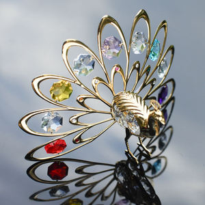 Gold Plated Metal <b>Peacock</b> Crystal Figurine Statue Art Collectible <b>Ornament</b> Gift for Women - Product Image 1