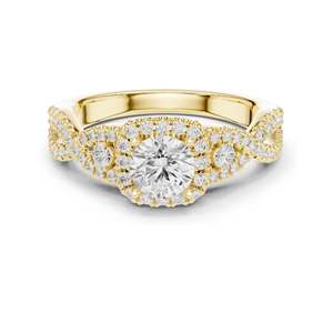 Anillo de Compromiso con Halo de Diamantes de Laboratorio Redondos Brillantes de 1.22 CT, Claridad VVS-VS EF, Oro de 18K, 14K, 10K y Plata 925, Color Rosa - Product Image 2
