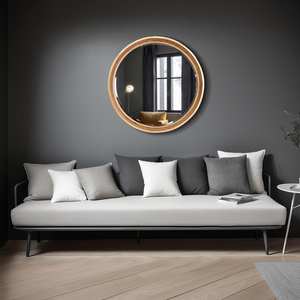Espejo de madera personalizable asimétrico grande pequeño de madera Spiegel Holzspiegel Miroir En Bois decorativo Rond Miroir Asymetrique - Product Image 5