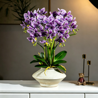 Arrangement d'orchidées Phalaenopsis artificielles roses en pot, fleurs artificielles pour la réception de spa et la vente en gros en showroom