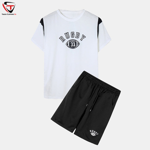 Conjuntos de ropa deportiva de verano para hombres de alta calidad, estampado gráfico divertido, ajuste holgado de dos piezas, ecológico para adultos, transpirable, sólido - Product Image 5