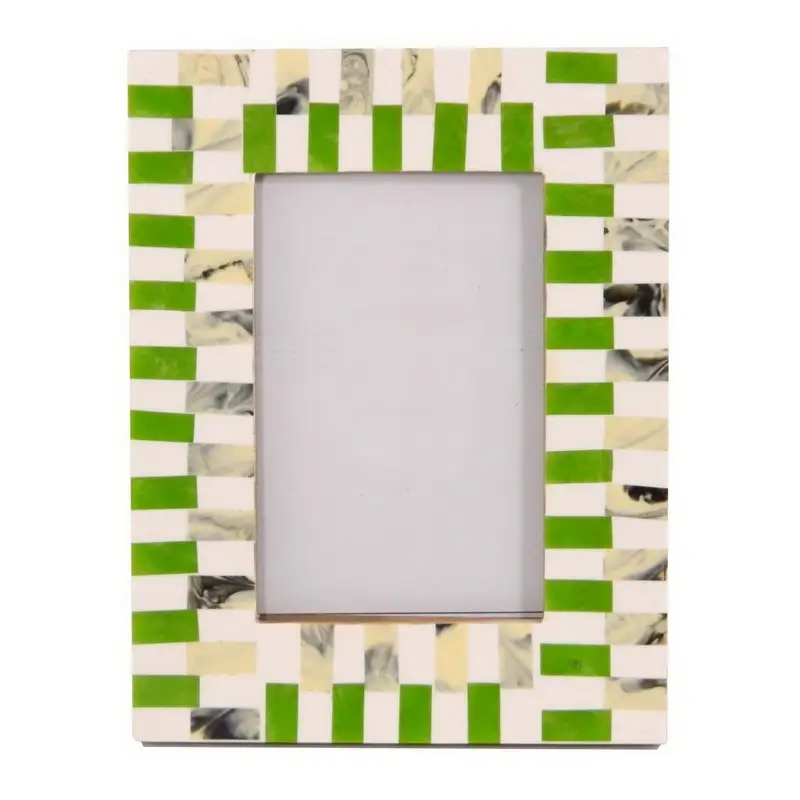 Moldura retangular de madeira para mesa, moldura de madeira para espelho, moldura para fotos, bordado estético na cor verde, moda elegante