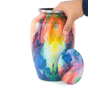 Urnes funéraires décoratives en aluminium de 11 "pour le stockage des restes de cendres humaines incinérées | Beau pot funéraire de conception de motif pour adulte - Product Image 6
