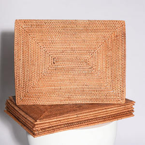 Handwoven Rectangular <b>Rattan</b> Charger Plates Boho <b>Rattan</b> <b>Placemat</b> OEM Accepted <b>Placemat</b> Wicker Charger Plate From Vietnam - Product Image 2