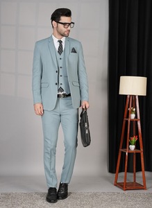 Costume pour homme de luxe bleu ciel 5 pièces pour mariages, fêtes et événements professionnels, disponible en gros - Product Image 2