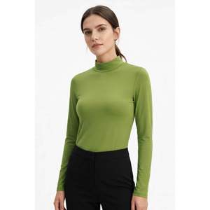 Body de Mujer Tommylife al por Mayor, Cuello Alto, Manga Larga, Color Verde Oliva - 97306 - Rosa - Product Image 2
