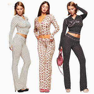 Ensemble de vêtements de sport 2026, imprimé à pois, tenues pour femmes, ensemble de sport pour femmes, jogging, veste de yoga, leggings, ensemble de survêtement - Product Image 2