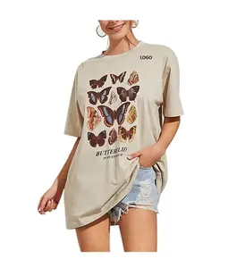 Женская одежда оверсайз 100% хлопковая футболка с коротким рукавом в стиле хип-хоп черная кислотная стирка с логотипом на заказ