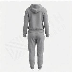Survêtements en molleton de coton pur pour femmes élégants Logo personnalisable Étiquette de haute qualité Ensembles pour femmes Premium Doux et chaud Vêtements de sport de gym - Product Image 2