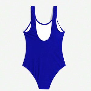 Mujeres Sexy Verano Sin Mangas Cuello Redondo Leotardo Mono Top Sin Mangas Azul Real - Product Image 2