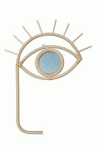 Espejo de ratán con diseño de media luna, ratán tejido decorativo de color bronce, perfecto para una decoración de pared elegante y acento para el hogar - Product Image 2