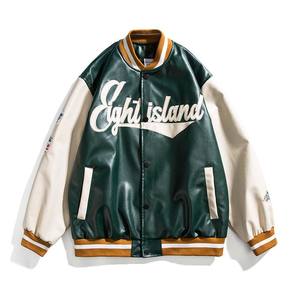 Fabricant de veste universitaire d'hiver en toile personnalisée pour hommes patchs en chenille brodés manches en cuir polaire Letterman devant - Product Image 4