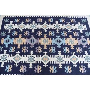 Kilim Turkish <b>Rug</b>, 4,5x6,7 ft Vintage <b>Rug</b>, <b>Black</b> Abstract Wool <b>Rug</b> - Product Image 4