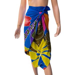 ชุดว่ายน้ำโสร่งชายหาดผ้าเรยอน100% วาดมือมีสไตล์สำหรับผู้ใหญ่ดีไซน์ลายดอกไม้กว้างคล้ายกับบิกินี่ - Product Image 5