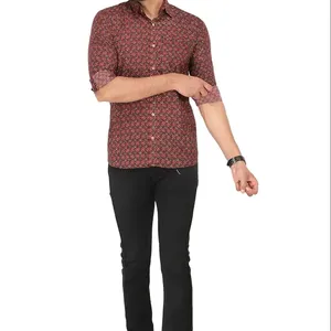 Men's Jaipuri Printed Cotton Full Sleeve Shirt for Boys Casual Wear Shirts available at bulk