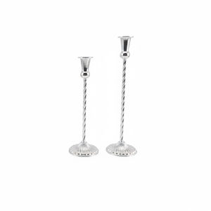 Modern Design Silver Metal <b>Taper</b> <b>Candle</b> Holder Set Of 2 High Quality Aluminium Tabletop Candlestick Holders For Home And Wedding - Product Image 3