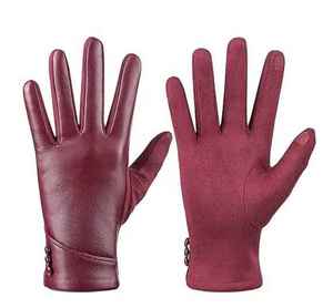 Gants en cuir de mouton noir personnalisés de Style Vintage pour femmes gants de ski de sport en peau d'agneau pour dames élégantes pour les fêtes - Product Image 2
