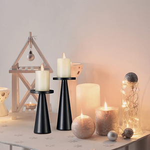 Juego de dos candelabros de Metal hechos a mano con recubrimiento de polvo negro de lujo moderno decoración del hogar de calidad Superior - Product Image 1