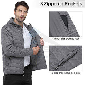 Veste matelassée pour hommes Manteau d'hiver compressible léger à capuche avec tissu résistant à l'eau Fermeture à glissière Garage Bulk Custom Branding - Product Image 3