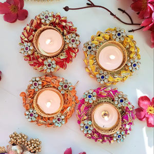 Diseño de piedra Gota tela Diya multicolor portavelas Mesa Festival decorativo Diya para decoración del hogar regalo de devolución - Product Image 3