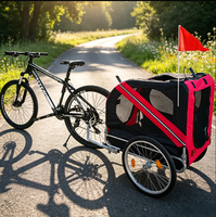Vente en gros de poussettes portables pour animaux de compagnie HRF Orange Gray, confortables, de haute qualité, remorque double pour vélo, tissu Oxford, capacité de charge de 40 kg