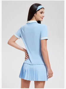 Ensemble de sport personnalisé avec logo, haut de sport et jupe de tennis pour filles, ensemble de pickleball, tennis, padel, golf avec short, vêtements de sport - Product Image 4