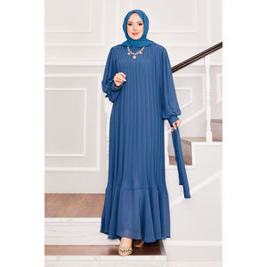 Robe de soirée en satin indigo avec manches en organza, brodée, coupe trapèze, fourreau, taille empire, longueur ras du sol, simple, pour mariages et banquets, taille XL - Product Image 3