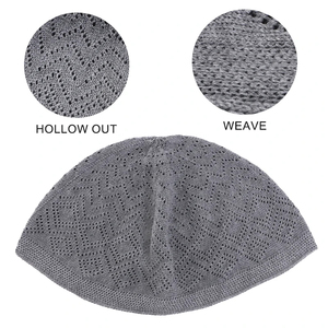 <b>Top</b> Selling <b>White</b> Islamic Muslim Men's Worship Knitting Beanie <b>Hat</b> Knitted Kufi Caps Takke Muslim Htas Islamic Caps For Hajj - Product Image 2