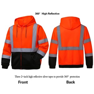 Sudadera con Capucha de Invierno para Hombre con Cremallera Completa y Logotipo Personalizado, 100% Poliéster, Ropa de Seguridad Reflectante con Cinta de Alta Visibilidad - Product Image 5