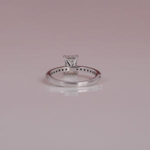 Bague de fiançailles en plaqué or massif 14Kt, certifiée IGI, luxueuse et tendance, en diamant de laboratoire taillé en émeraude, bague cadeau pour femme - Product Image 5