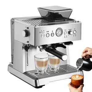 Máquina de café expresso inteligente elétrica semiautomática manual personalizada para restaurante doméstico comercial com moedor de feijão