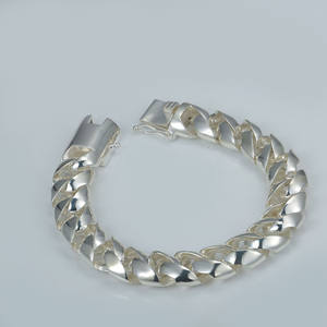 Gioielli Vintage Punk Cuban Link Chain bracciale in argento genuino argento Sterling 925 per <span class=keywords><strong>uomo</strong></span> CHRISTIAN Casting lucido 10 pezzi SS006 - Product Image 2