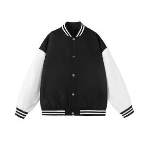 Hot Selling Custom Men's Winter Baseball Bomber Varsity Jacket <b>Fleece</b> with Letter Pattern Leather Jacket - Product Image 4