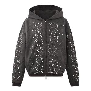 Customized 100% Cotton Women's <b>Pearl</b> Retro Washed Drop-shoulder Pullover Hoodie <b>Loose</b> Streetwear for Winter - Product Image 1
