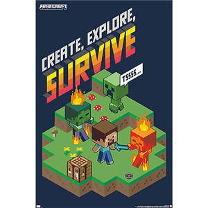 Modern Style Minecraft <b>Poster</b>-Create Explore Survive-Wall Usage Paper Material - Product Image 1