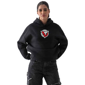 High Quality Eco-Friendly Women's Hoodies Custom Logo <b>Printing</b> Breathable Knitted Drop Shoulder Design for Winter Streetwear - Product Image 6
