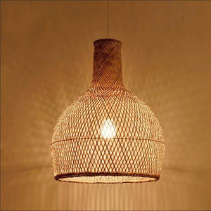 Handwoven <b>Bamboo</b> Pendant <b>Light</b> Fixture for Eco Friendly Interior with Natural Wicker <b>Shade</b> - Product Image 1