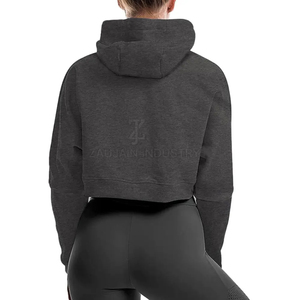 New Design Hooded <b>Long</b> <b>Sleeve</b> <b>Crop</b> Top Hoodies Cotton Blend Quick Dry Breathable Eco-Friendly Winter Casual Wear Made Pakistan - Product Image 3